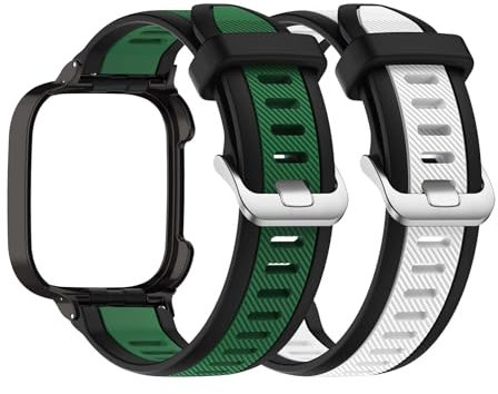 2 Stück Armbänder Kompatibel mit Redmi Watch 3 Active Armband Silikon Band für Redmi Watch 3 Active Ersatzarmband für Herren Damen Sport Band Atmungsaktiv Silikon mit Redmi Watch 3 Active (D,M)