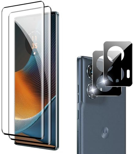 Suttkue Protector de pantalla para Motorola Moto Edge 50 Fusion con protector de lente de cámara, dureza 9H, antiarañazos, vidrio templado, compatible con fundas, antihuellas, antiarañazos (paquete de