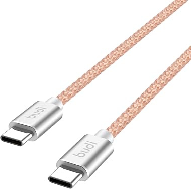 BUDI - 1.5m Type-C to Type-C Fast Charging Braided Cable - DC206TT15 (Orange)