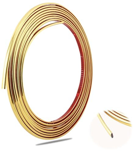 5M Wandleisten Selbstklebend Golddekorstreifen, Zierleiste Selbstklebend fliesenschiene für Dekorative Helle Streifen, Auto Kunststoffpedal-Möbeldichtung Randstreifen