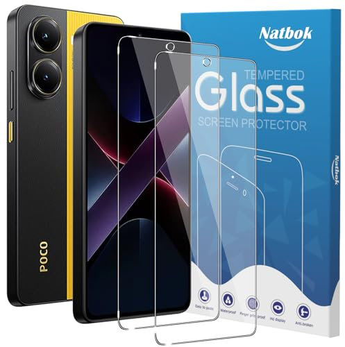 Natbok 2 Piezas Protector de Pantalla para Xiaomi Poco X7 Pro 5G/Redmi Note 14S 4G/Poco M6 Pro 4G,Dureza 9H,0.33mm Ultra Transparente Premium Cristal Vidrio Templado para Poco X7 Pro 5G