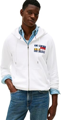 Tommy Hilfiger TH Colour Flag Zip Through Mw0mw40043 Felpa con Cappuccio e Zip Unisex - Adulto (Pacco da 1)