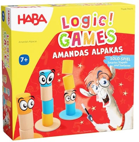 HABA Logic! Games Amandas Alpakas – Sortierspiel aus hochwertigem Holz, inspiriert vom beliebten App-Spielprinzip, Knobelspaß für Kinder ab 7 Jahren – 2011825001