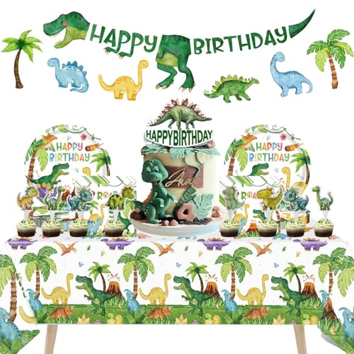 67 Piezas Vajilla Cumpleaños Infantil Platos Cumpleaños Infantil Pancarta Decoración de Tartas Plato de 7 Pulgadas Servilleta Mantel（274 cm x 137 cm） Capacidad para 20 Invitados