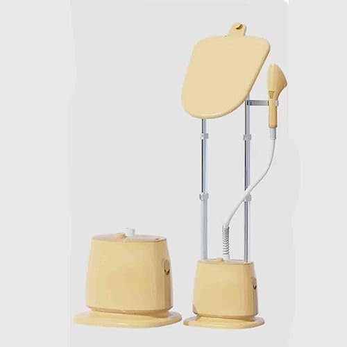 Défroisseur vapeur vertical réglable en hauteur avec planche à repasser, chaufferéglable en hauteur avec planche à repasser, chauffe rapide en 30 secondes et réservoir d'eau de 1,5 L (jaune)