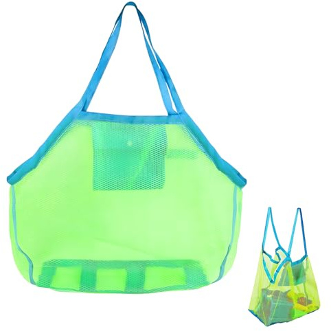 Netztasche Sandspielzeug,Sandspielzeug Tasche,Tasche Sandspielzeug,Tasche Für Sandspielzeug,Wiederverwendbare Und Faltbare Kinder Aufräumsack,Für Strandurlaub Im Freien,Familie Urlaub(Grün)