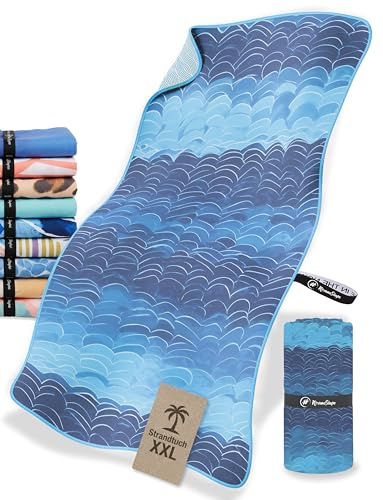 NirvanaShape Strandtuch XXL - Strandhandtuch mit über 32 Strand-Muster - schnelltrocknende Mikrofaser Badetuch, Microfaser Handtuch, Badehandtuch - 200 x 90 cm