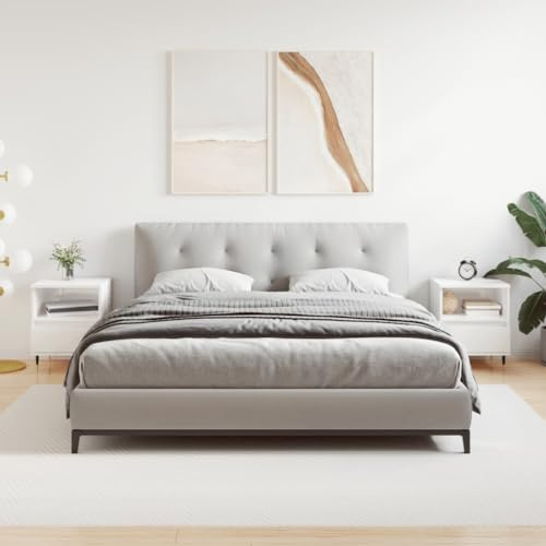HFERTSCN Tische-Bett-Tische-Bett-Bett-Schränke 2 Stcs High Gloss White 40x35x50 cm Ingenieures Holz FANDIAO
