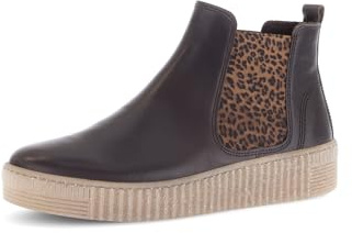Gabor Damen Chelsea Boots, Frauen Stiefeletten,Glitzer,blau,Rolling-Soft,Sensitive,Basic,Derby,Silber,rosa,grau,Moro (EL. Leo),39 EU / 6 UK