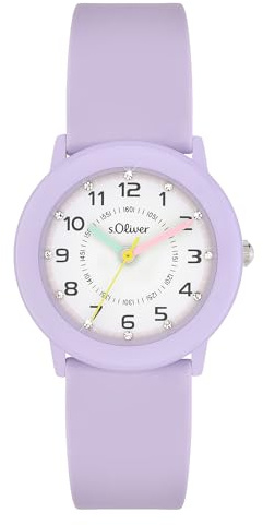 s.Oliver Kinderuhr- 29 mm - widerstandsfähiges Silikonband - 3 ATM wasserfest - hoher analoge Armbanduhr für Mädchen mit Quarzwerk - Geschenkidee