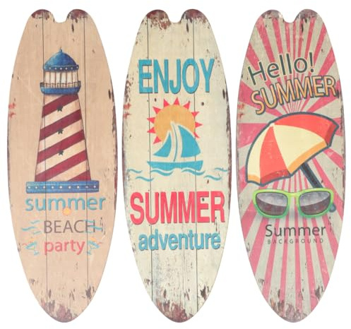 jojofuny 3Er-Set Holz Surfbrettschilder Sommer Strand Deko Wandkunst FüR Zuhause BüRo Und Outdoor Dekoration