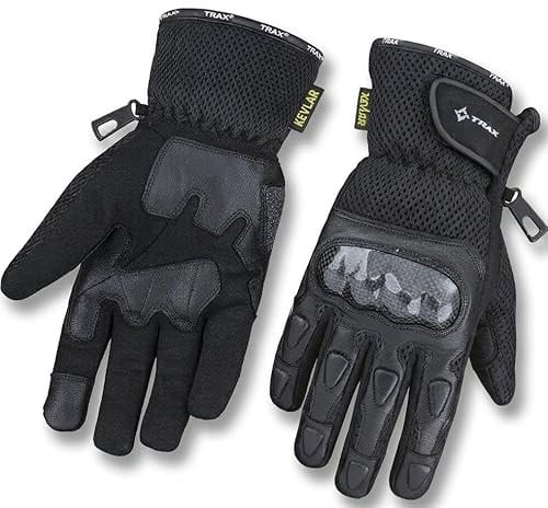 TRAX SPORTS Motorradhandschuhe für Damen und Herren – Atmungsaktive Touchscreen-Handschuhe mit Carbon-Knöchelschutz, rutschfestem Grip für Motocross, BMX, ATV, MTB und Straßenrennen.
