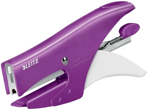 Leitz Pince-Agrafeuse WOW, Pour Agrafes N°10, Capacité 15 Feuilles, Métal, Agrafes Incluses, Violet, 55311062