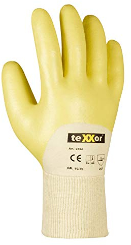 teXXor - Guantes de nitrilo (talla XL/10), color amarillo
