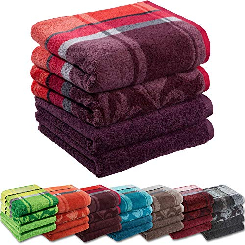 Erwin Müller Handtuch-Set 4er-Pack Beere Größe 50x100 cm - Ludwigsburg - 100% Baumwolle - kuschelweich, saugstark, voluminös - praktisch durch beidseitige Schlaufen (weitere Farben)