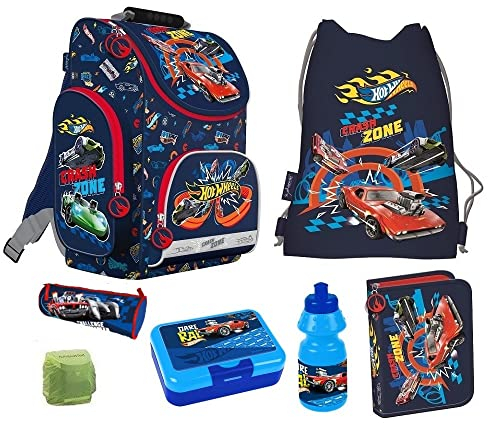 Familando Hot Wheels Schulranzen 1. Klasse für Jungen und Mädchen · ergonomischer Tornister · Schultaschen-Set