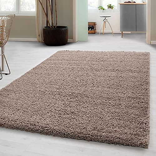 Carpetsale24 Shaggy Hochflor Teppich Wohnzimmer 200x300 (200 x 290 cm) Beige - Moderner, Flauschiger Langflor Teppich – Weicher Carpet für Schlafzimmer, Esszimmer & als stilvoller Küchenteppich