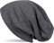styleBREAKER Damen Beanie Mütze mit Strass Nieten im edlen Streifen Design, Slouch Longbeanie, Stoffmütze Einfarbig 04024086, Farbe:Dunkelgrau meliert