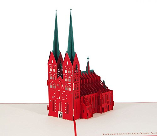 Marienkirche Lübeck - 3D Karte/Pop-Up/Klappkarte - Reise-Gutschein, Grußkarte, Geburtstagskarte, Glückwunschkarte, Urlaubskarte, Andenken, Souvenir