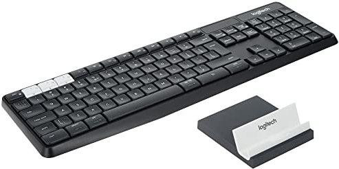 Logitech K375s Set aus Kabelloser Tastatur & Smartphone-Halterung, Bluetooth & 2.4 GHz Verbindung, Multi-Device & Easy Switch Feature, PC/Mac/Tablet/Smartphone, US QWERTY-Layout - Graphit/Weiß