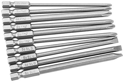 10 stücke Phillips Und Flachkopf, Zubehör für Elektrowerkzeuge Schraubendreher Schraubendreher Bits Set S2 Stahl Magnetic Hex Schaft PH1 PH2 Slot Schraubendreher Bits Set 1/4 inch 100mm
