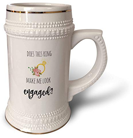 3dRose Image of Does This Ring Make Me Look Engaged Zitat – Steintasse 510 ml, 624 ml, Weiß