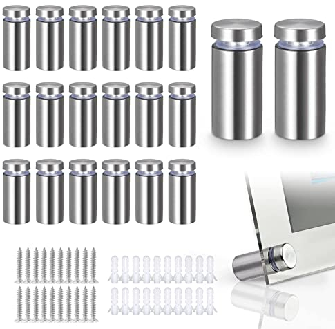 20 Stück Abstandshalter Wand,12*25mm Abstandsschrauben Edelstahl,Glasabstandshalter für Werbetafeln, Ausstellungen, Festes Glas