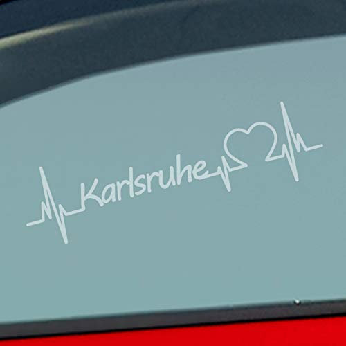Hellweg Druckerei Auto Aufkleber Karlsruhe Herz Puls Stadt City Liebe Love ca. 19 x 5 cm