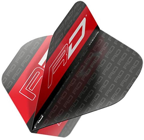 Hardcore XT Black and Red RD Logo Extra Thick Standard Dart Flights - (4 Sätze pro Packung)
