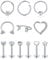 Rajnard Tragus Helix Ohrringe - 12 pcs Silber 16G Chirurgenstahl Piercing Set