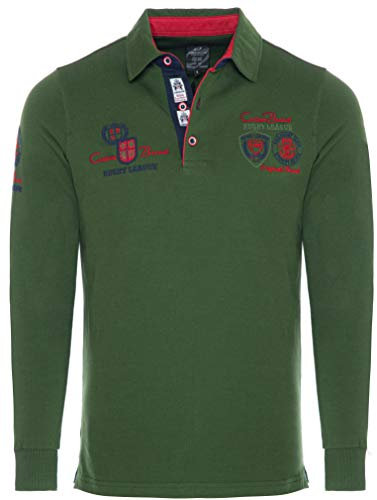 Carisma Langarm Poloshirt für Herren M, Grün 100% Baumwolle • Herren Langarmshirt mit Stickerei • Angenehmes Regular Fit Longsleeve 3433 Khaki M