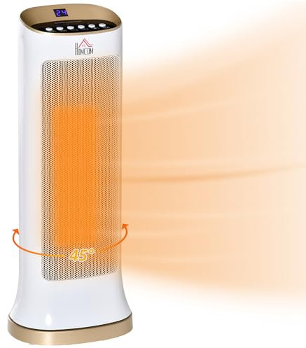 HOMCOM 2000W Electric Heater, PTC Ceramic Portable Fan Heater with Overheating & Tip-Over Protection, 45° Oscillating Energy Efficient Electric Heater for Home, Office, Study, Bedroom