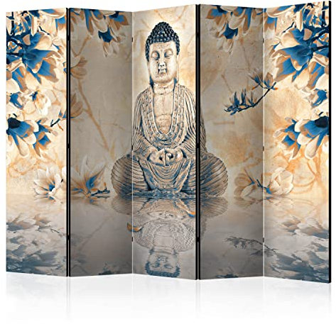 murando Raumteiler Foto Paravent Buddha 225x172 cm beidseitig auf Vlies-Leinwand bedruckt Trennwand Spanische Wand Sichtschutz Raumtrenner Design Spa Zen Natur p-C-0018-z-c