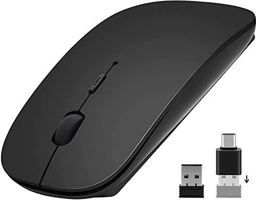 AE WISH ANEWISH Mouse Wireless Compatibile Con Laptop/Macbook/Computer, Mini Con Ricevitore USB e Adattatore di Tipo C, Sottile 2.4G per Windows/Android/Linux (Richiede 2 Batterie AAA)