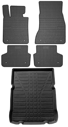 OMAC Fußmatten & Kofferraumwanne Set kompatibel mit BMW 5er G30 2017-2024 Gummi Schwarz TPE 5X