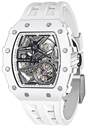 TSAR BOMBA Uhren Herren Armbanduhr Herren Luxus automatik Uhr Herren Keramik Tonneau Analog Herren Uhr Großes Ziffernblatt Leuchtende Wasserdicht Klassische männer Uhr Geschenke für männer