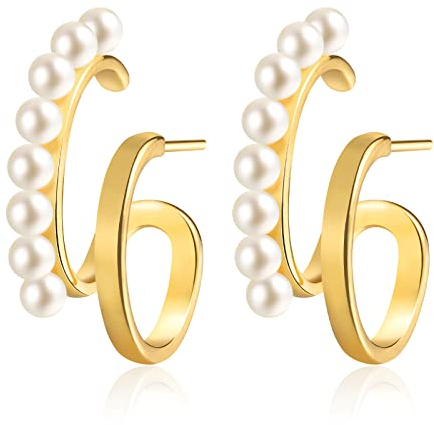 Perlenohrringe für Damen, 14K Vergoldet Ohrringe Gold, Schmuckgeschenke für Mädchen, Freundin, Schwestertochter