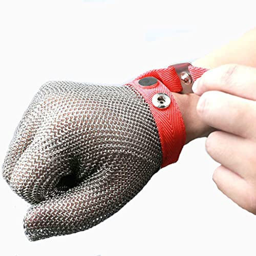 BCPPO Kettenhandschuh Anti-Schneide-Handschuhe mit Edelstahlring, rutschfeste Anti-Stich-Koch-Metzger-Sicherheitshandschuhe, 6 Größen (Size : A Pack of one/XL)