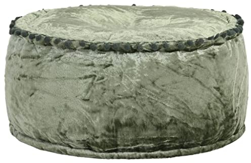 Makastle Samt Pouf Rund Handgefertigt Ottoman Sitzsack Fußhocker Puff Wohnzimmer Hocker Polsterhocker Sitzpouf für Wohnzimmer, Schlafzimmer, 40x20 cm Grün
