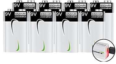 Batterie Rechargeable 9v USB Multimètre Haute Capacité Microphone Guitare 6f22 Carré Neuf Volt Batterie Au Lithium (Size : Eight)