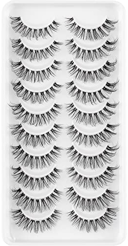 3D Falsche Wimpern,Natürliche Wimpern, Pure Handgemacht Natürlicher Look Flauschige Künstliche Wimpern,Multipack Strip Lashes 10 Paare (DSJ17)