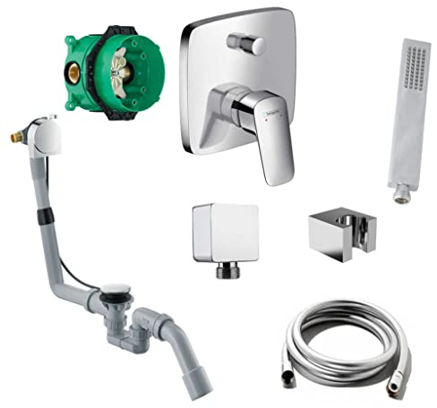 vanvilla Wannenset mit Unterputz Armatur Hansgrohe Logis Einhebelmischer 2-Wege und vanvilla Handbrause, Wannen-SET HG53. poliert