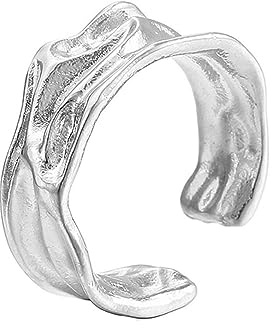HIJONES Edelstahl Unregelmäßig Form Offener Ring für Männer Frauen Gold Silber Aussage Hochzeit Band