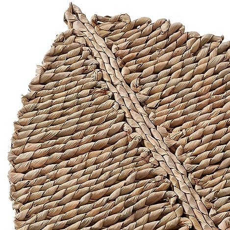 Creative Nordic Leaf Shape Placemats|Natural Grass Weaving Place Mats|Farmhouse Table Mats For Dining Kitchen Decor,1PCS,42x30cm(16.5x11.8in)
