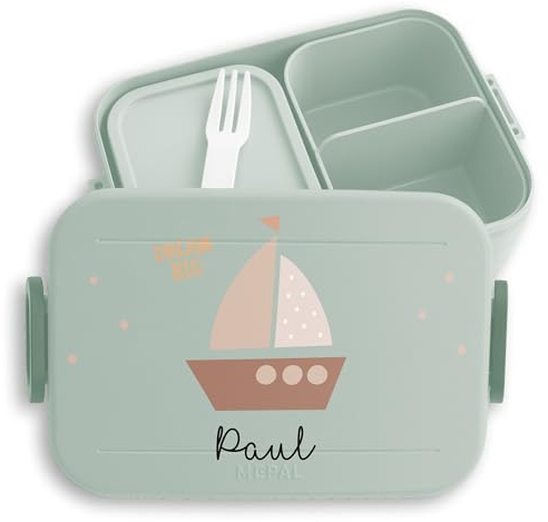 Kinder Bento Box Midi Lunchbox für Mepal Bentobox - Boot Segelschiff Segeln Schiff Segler Seglerin - 900 ml - Sage Grün - sailors schulbox brotdose lunch essen