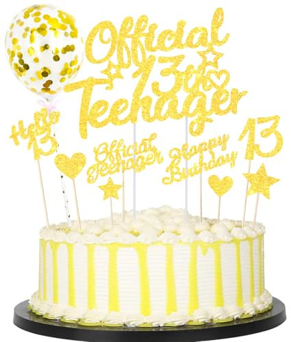 Catelves Glitzer Deko 13. Geburtstag Mädchen Teenager, 13 Geburtstag Jungen Mädchen, Teenager Mädchen Deko, 13. Geburtstag Cupcake Toppers Official Teenager Cupcake, 13th Birthday Cupcake Toppers