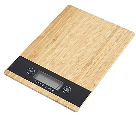Uadme Elektronische Waage,Bambus-LED-Display,Elektrische Küchenwaage,Holz-Lebensmittelmesswerkzeug Zum Kochen