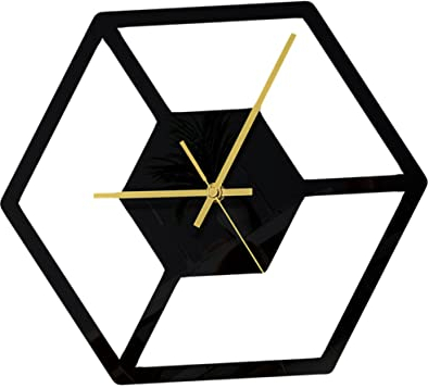 Yardenfun Acryl Wanduhr Hexagon Schwarz Geräuschlose Wanddekoration Für Wohnzimmer Schlafzimmer Büro Und Küche Elegantes Design Präzise Zeitmessung Installieren Modernes Home Decor