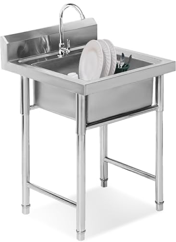 Spülbecken für Außenküche, 304 Edelstahl, Mehrzweckspüle, freistehend, Einzelbecken, Spüle für Wäsche, Hinterhof, Garage, Vorbereitung und Allzweckspüle
