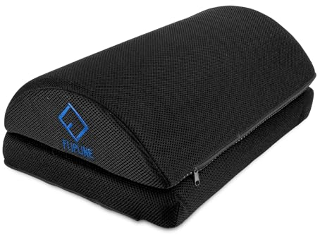 FLIPLINE Fußstütze Schreibtisch Schwarz, Abnehmbarer & Waschbarer Mesh-Bezug, Höhenverstellbare Fußbank, Rutschfest Fußablage Schreibtisch, Fußhocker Büro & Homeoffice Zubehör, Ergonomische Footrest